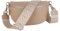 MIRROSI® Bauchtasche Damen, Echtleder, Made in Italy, Umhängetasche, Brusttasche, Crossbody Bag (1 Tasche & 2 Gurte) (Helltaupe (Plus), Große Tasche (28x18x9cm))