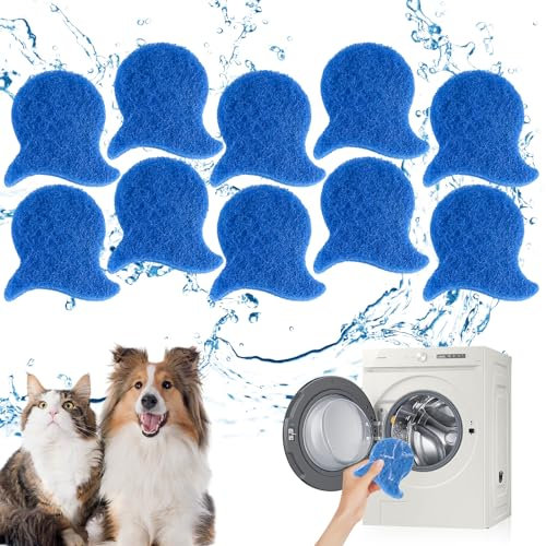 EclipseGuard 10 Piezas Atrapa pelos Lavadora Mascotas, Bolas Atrapa Pelos Recoge Pelo Reutilizable Lavadora Bola de Lavado para Eliminar el Pelo de Las Mascotas para Perros Gatos