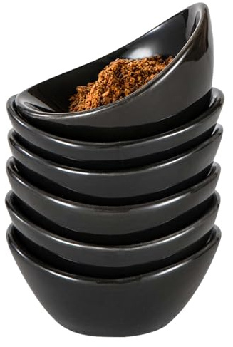 Molbory 6er Schwarz Dipschalen, 60ml Stapelbare Keramik Schälchen - Tapas Schalen Set für Charcuterie Board, Sushi, Tomatensauce, BBQ, Party Zubehör