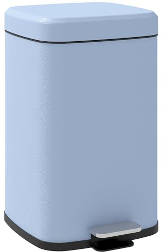 HOMCOM 20 Litre Pedal Bin, Fingerprint Proof Kitchen Rubbish Bin with Soft-close Lid, Foot Pedal and Removable Inner Bucket for Recycling and Waste, Light Blue