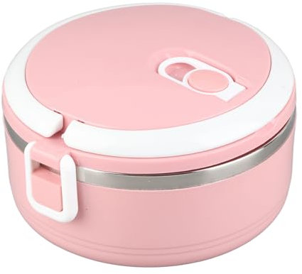 OPPWONG Calentador de Alimentos Portátil, 0,7 L, Color Rosa, Portátil, de Acero Inoxidable, Lonchera de Acero Inoxidable, Lonchera Rosa con Hebillas de Seguridad para Picnic, Camping,