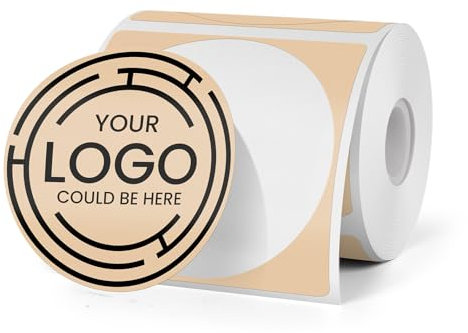 YIKIADA Thermoetiketten 50 mm Kompatibel mit M110/M220/T50M Rund Vinyl Selbstklebend Etiketten Rolle Aufkleber 180 Stück Braun