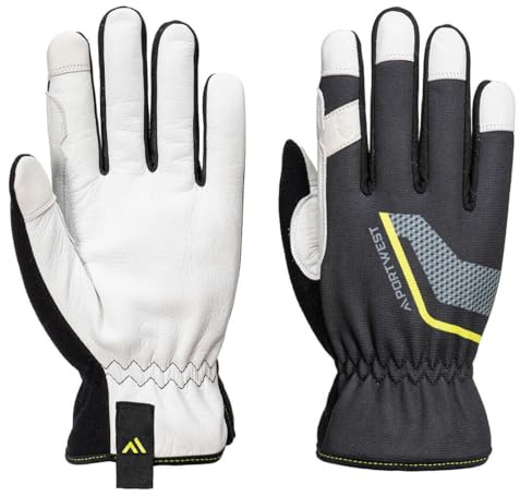 PORTWEST Gant utilitaire en cuir stretch Noir S - Taille 7 - Gants de travail
