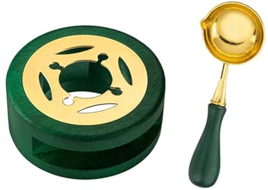 Bailinks Wax Seal Stamp Kit - Elegant Wax Seal Warmer with Melting Spoon, Ideal for Melting Sealing Wax Beads and Sticks, Perfect for Crafting Beautiful Envelopes and Decorative Gifts (Dark Green)