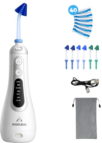 RIGELBLU Nasal Irrigation System - Neti Pot Sinus Rinse Kit Electric Nose Cleaner Machine