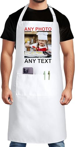 PB TECH Personalised Apron Custom Printed Anhy Logo Any Text Photo Customise for Home Kitchen, Restaurant, Coffee house Apron Gift For Mothers Day, Gift For Her, Apron For Women