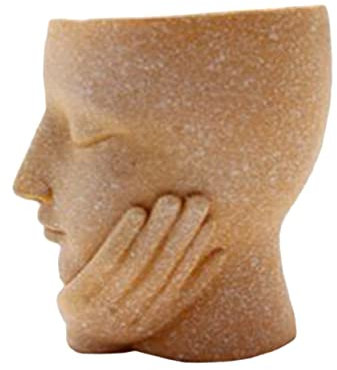 Yardwe Gesicht Blumentopf aus Kunstharz Kunstvolle Figuren Dekoration mit Mädchen Gesicht für Sukkulenten und Pflanzen Innen