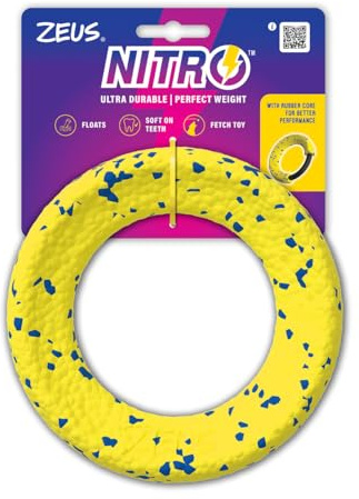 Zeus Nitro Ring Hundespielzeug | mit Gewicht | Ø 16 cm | Apportierspielzeug, Schwimmfähig, Aus NBR-Schaumstoff, Hohe Sichtbarkeit, Für Outdoor & Wasser
