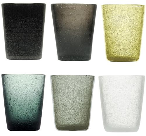 Memento Set 6 bicchieri acqua in pasta di vetro 300cc (Granito)