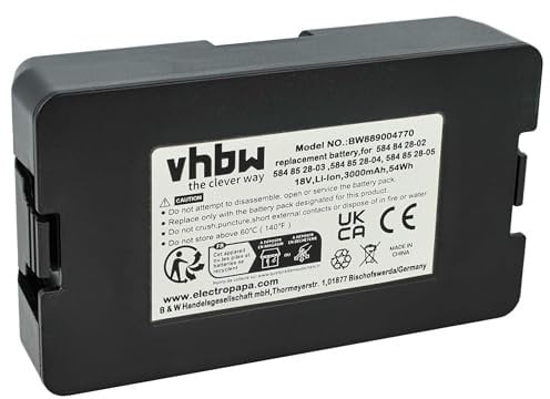 vhbw Batterie Compatible avec Gardena Smart SILENO City 500m2 Set 19066-20, 250 m2 Set 19069-20, 400m2 19605-60 Robot Tondeuse (3Ah, 18V, Li-ION)