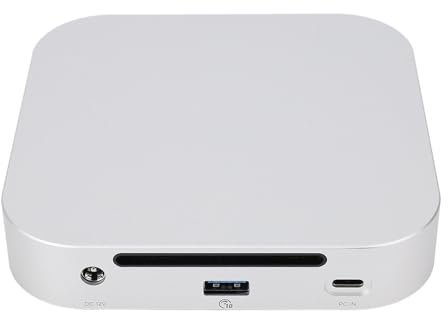 Mac Min M4 Hub Stand, Aluminiumlegierung Mac Min M4 Dock mit Dual M.2 NVMe SSD -Schnittstellen, 3 USB -A -Ports, SD -TF -Karten -Slot, Min -USB -C -Hub -Zubehör für M4 Pro 2024 (EU-Stecker)