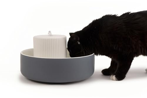 LucyBalu® Trevi Trinkbrunnen für Katzen aus Keramik | Katzenbrunnen | Katzentrinkbrunnen | Wasserbrunnen | Katzenbrunnen aus Keramik | Wassernapf | Anthrazit