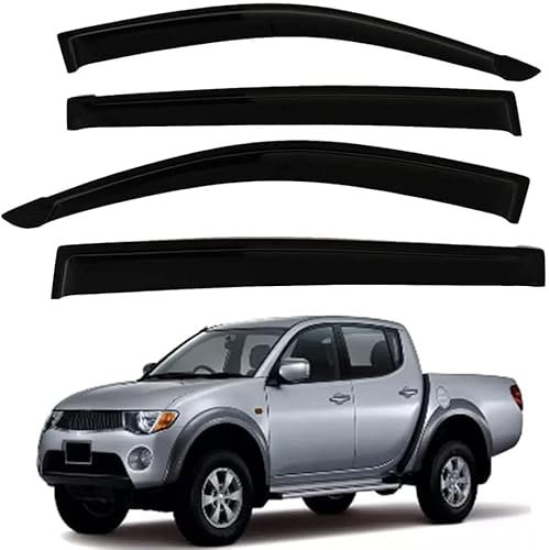 YYlong Windabweiser Regenabweiser für Mitsubishi L200 Triton 2006-2014 Seitenscheiben Regenabweiser Rauch Abgas Luftabweiser Fensterverkleidung Abweiser