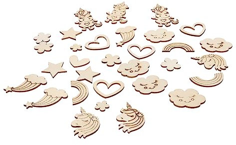 MOKKHNB 60stücke Holz-einhorn Zum Selbermachen Kreatives Diy-malen Robustes Material Zum Selberzeichnen Und Graffiti Fördert Künstlerische Fähigkeiten