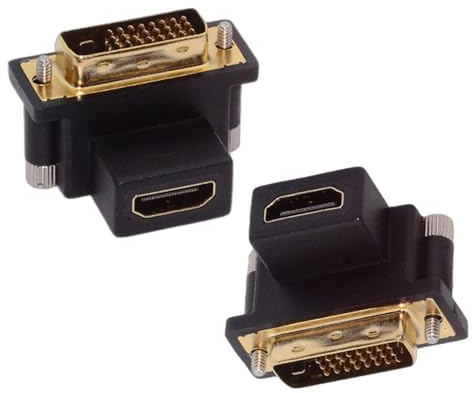NFHK Adattatore 2 pezzi/lotto, angolato su e giù, da DVI maschio a HDMI femmina 4K, salvaporta per computer, scheda grafica HDTV