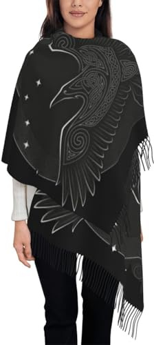Nordischer Odin-Raben-Schal, Keltischer Huginn- Und Muninn-Schal Im Wikinger-Stil, Stilvoll Und Vielseitig, Perfekt Für Den Alltag.