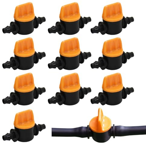 Fyrdyn Robinet D'Arrosage Goutte À Goutte | 10 Pièces Robinets D'Arrêt,Pièces Anti-Fuite Dispositifs de Coupure pour Système de Tuyauterie Extérieur Garage Jardin Intérieur Serre Cour