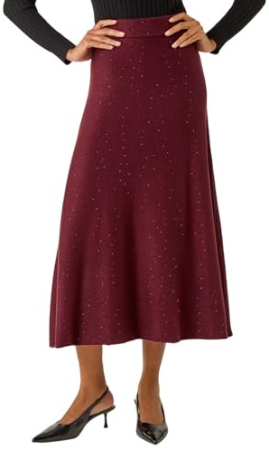 Roman Knitted Skirt for Women UK Ladies Midi Maxi Full Length Winter Autumn A-Line Swing Pull On Smart Casual Work Office Elasticated Waist Flattering Knit Knitwear