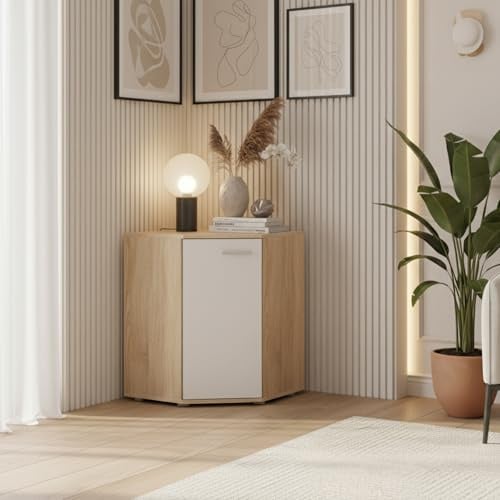 Komodee Commode FAUSKE Rovere Sonoma/Bianco angolare 58x74x58 cm