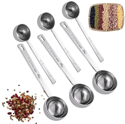 6 Pcs DosierlöFfel, KaffeemesslöFfel, MesslöFfel, Kaffee LöFfel, 15/30 Ml Edelstahl Kaffee MesslöFfel, Langer Griff Kaffee MesslöFfel LöFfel FüR Gemahlenen Kaffee, Loser Tee, Milch Brewin Und Pulver