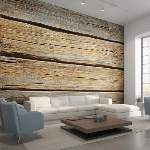 Wood Wallpaper for Living Room, Rustic Wooden Country Wallpaper, Wall Mural for Bedroom, Home Decor, Photo Wall Paper, 350 x 256 cm LHB&V