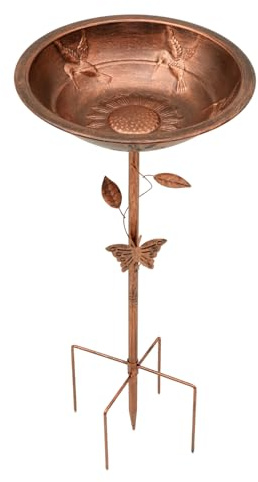 Vogeltränke Stehend Groß Vogelbad Retro mit 5-Krallen-Basis Wassertränke für Vögel Rostschutz Kippschutz für Terrassen Rasenflächen Gartenoberflächen (Schmetterlingsstil)