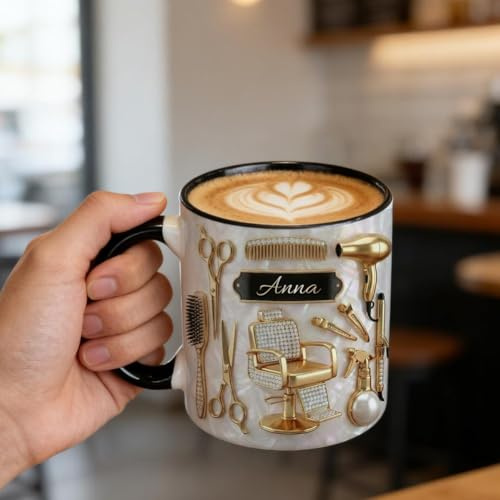 Personalized Hair Stylist Mug, Custom Name Hairdresser Coffee Cup, Hair Salon Tools Cup, Funny Stylist Gift, Chair Mug, Beauty Salon Gift for Hairstylist, Cosmetology