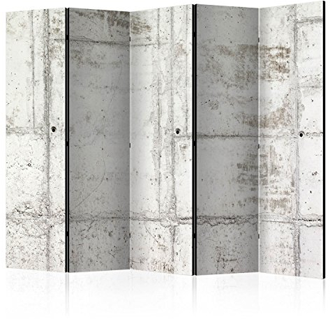 murando Raumteiler Beton Loft Foto Paravent 225x172 cm einseitig auf Vlies-Leinwand Bedruckt Trennwand Spanische Wand Sichtschutz Raumtrenner grau f-A-0458-z-c
