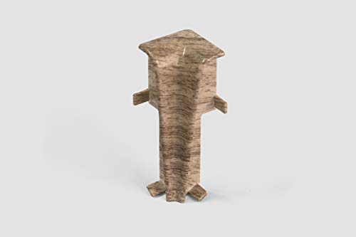 EGGER Innenecke Sockelleiste Eiche beige für einfache Montage von 60mm Laminat Fußleisten | Inhalt 2 Stück | Kunststoff robust | Holz Optik hell braun