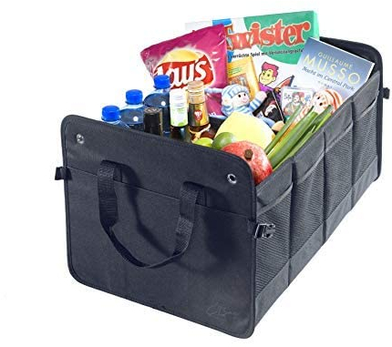 CB Präsentwerbung GmbH Kofferraumtasche groß aus Polyester mit stabilem Boden - Klappbox Kofferraumbox Faltbox Organizer Autobox Tasche Auto Kofferraum Zubehör (schwarz)