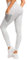 QUEENIEKE Damen Yoga Leggings Power Flex Mesh Mittlere Taille 3 Handytasche Gym Laufhose Farbe Weiß Space Dye Größe M（8/10