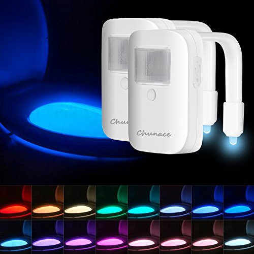 2 Pack Rechargeable Toilet Night Light with Motion Activated Sensor, 16 Colors LED Nightlight Inside Bowl, Cool Stuff for Bathroom Accessories, Unique & Funny Gadgets for Men/Kids Birthday Gift 2025