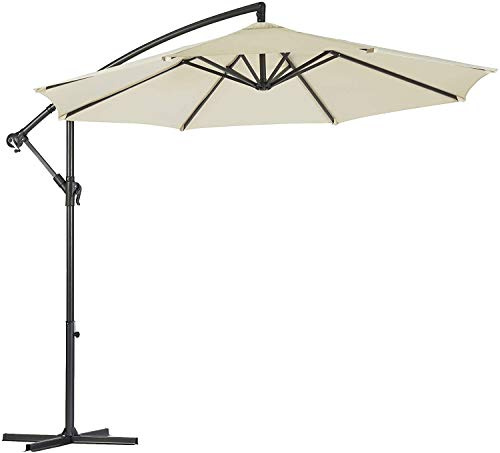 Garden Gear Cantilever Parasol with Cover, Umbrella Canopy Outdoor Sun Shade (Cream)