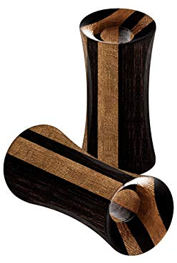 KJM FASHION 2 Stk Holz 5 mm 4 g Double Flared Saddle Ebenholz und Teak Ohr Tunnel Ear Flesh Plugs Dehner Stecker Ringe Expander Piercing Schmuck 5529