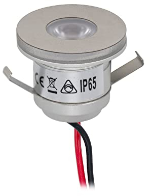 VBLED® 1W LED Mini Spot, Einbaustrahler 3000K Warmweiß leuchtet vorne & seitlich, 12VDC Dimmbar, Aluminium, IP65 Wassergeschützt
