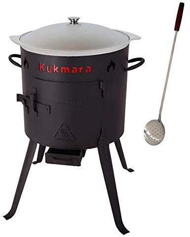 rukauf. Set Utschak, 45 cm + 15 Liter Kasan Kazan aus ALU + Schaumlöffel - Feldküche Gulasch-Kessel Feuer-Ofen Outdoor