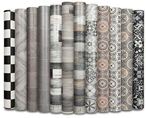 casa pura Revêtement de Sol PVC - Film Vinyle pour Meuble & Sol - Stickers Effet Bois - Sol PVC Rouleau Antidérapant Durable (Aspect Parquet Gris Cuban Oak 909M 100x600 cm)