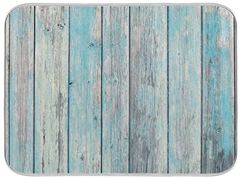 Abtropfmatte für Küche, Holz, Landhaus, rustikales Plankenbrett, Vintage, 40,6 x 45,7 cm, saugfähige Mikrofaser-Geschirrmatte, wendbar, Abtropfmatte, Abtropfmatte für Arbeitsplatte, schnell trocknend