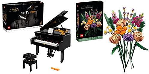 LEGO 21323 Ideas Piano de Cola, Set de Construcción con Motor y 25 Teclas, Modelo de Coleccionista + Ramo de Flores, Set de Construcción Adultos, s Originales Mujeres y Hombres, Colección Botanical