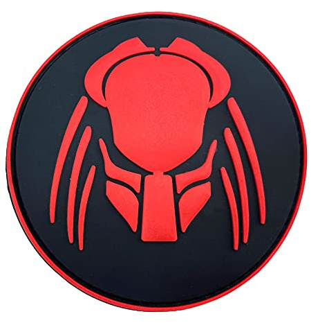 Patch Nation Predator Runden PVC Klett Emblem Abzeichen Fan Patch (Rot)