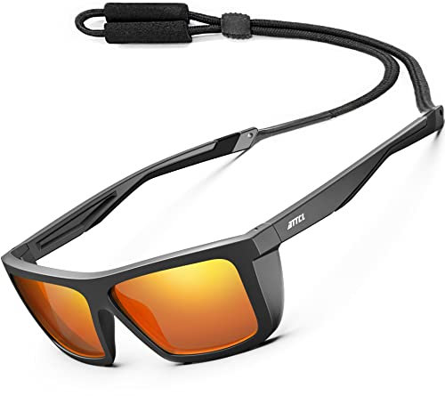 ATTCL Herren Sport Polarisierte Sonnenbrille Für Laufen Fahren Angeln Reise Sportbrille UV-Schutz Sonnenbrillen 1124 C15-Black-Black-Red