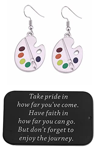 ENSIANTH Künstler-Pinsel-Ohrringe, Charm-Ohrringe, buntes Maler-Geschenk, Künstler-Geschenk für Kunstlehrer, Liebhaber, inspirierende Schmuckschatulle, Edelstahl Metall