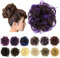 IMISSU 2 Pezzi disordinato chignon pezzo di capelli updo falso scrunchies coda di cavallo di estensione ondulati capelli ricci pezzi chignon fascia per le donne (2PZ Viola Marrone)