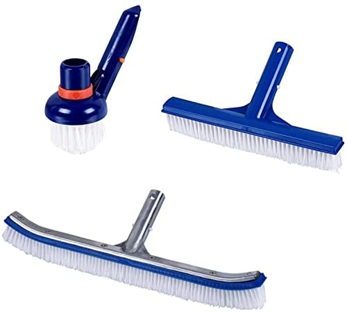 well2wellness® Pool Bürsten Poolbürsten Beckenbürsten Set Mit Großer Alu-Beckenbürste, Schmaler Kunststoffbürste und Eckbürste