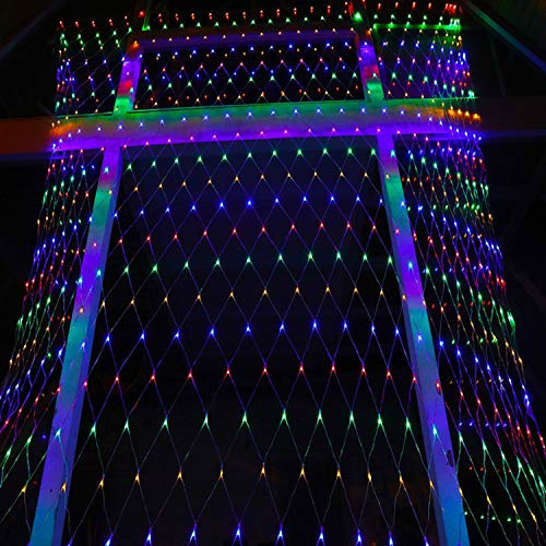 Yakimz 300 LED Lichternetz, 4.5x1.6M Lichterkette Netzlicht, LED Lichtervorhang mit 8 Modi und Speicherfunktion, IP44 Wasserdichte Lichterkette Netz für Innen und Außen(Bunt)