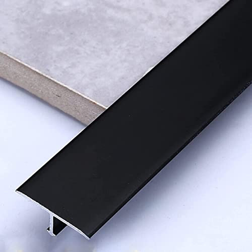 Schwarze Bodenübergangsleiste, T-Leiste, strapazierfähige Aluminium-Türkante, kürzbare Schiebetür-Reduziernut für Küche, Schlafzimmer, Balkon (Größe: Länge 75 cm/29,5 cm).