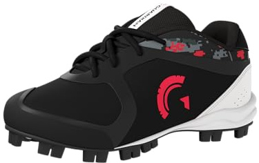 Guardian Baseball und Softball Low Top Stollen für Jugendliche Jungen und Mädchen, Schwarz/Rot, 7 Big Kid