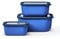 Mepal - Multischale Cirqula Rectangular Set 3-teilig - Vorratsdosen mit Deckel - Geignet als Aufbewahrungsbox, Kuhlschrank, Gefrierschrank & Mikrowellengeschirr - 750 ml, 1500 & 2000 ml - Vivid Blue