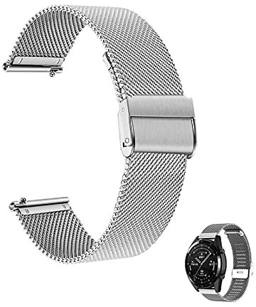 XIAOFEIGUN Uhrenarmbänder, verstellbare Edelstahl-Mesh-Uhrenarmbänder, 12-24 mm Ersatz-Edelstahl-Metall-Mesh-Armband für Männer und Frauen (Color : Silver, Size : 17mm)