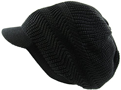 Gestrickte Baumwolle Rasta Slouchy Beanie Visier, Schwarz, XL/Einheitsgröße